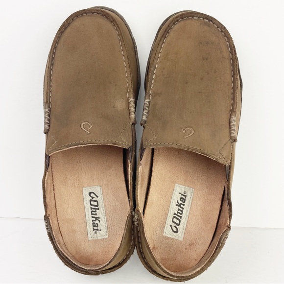 Olukai Moloa Ray Toffee Brown Leather Casual Slip On Shoes - Picture 5 of 12